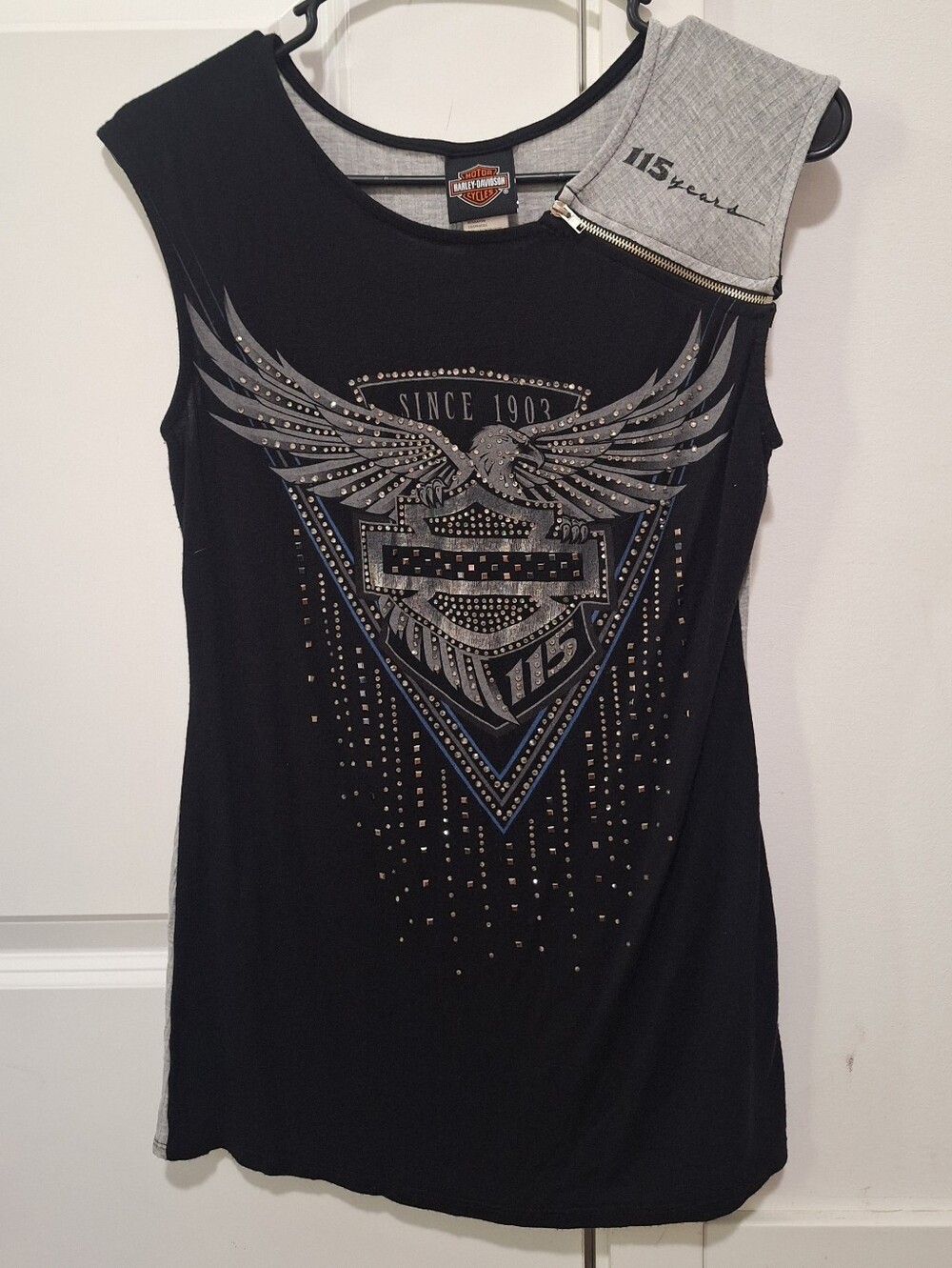 Harley-Davidson Women's Black Studded Graphic Tank - 115th Anniversary